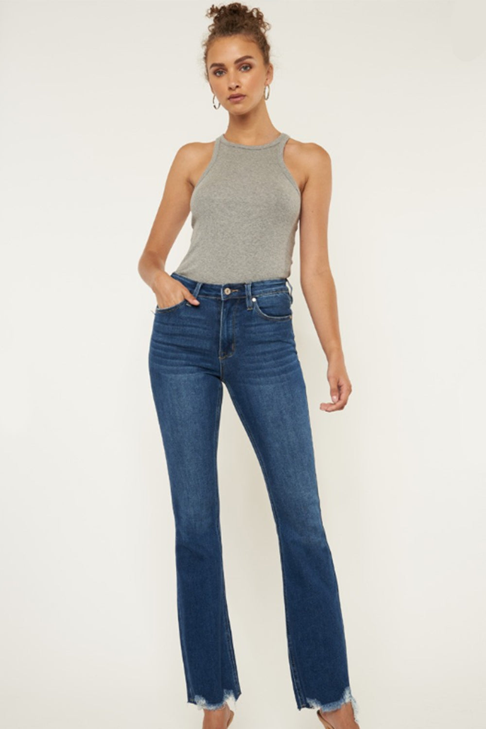 Sasha High Rise Chewed Hem Flare Jeans