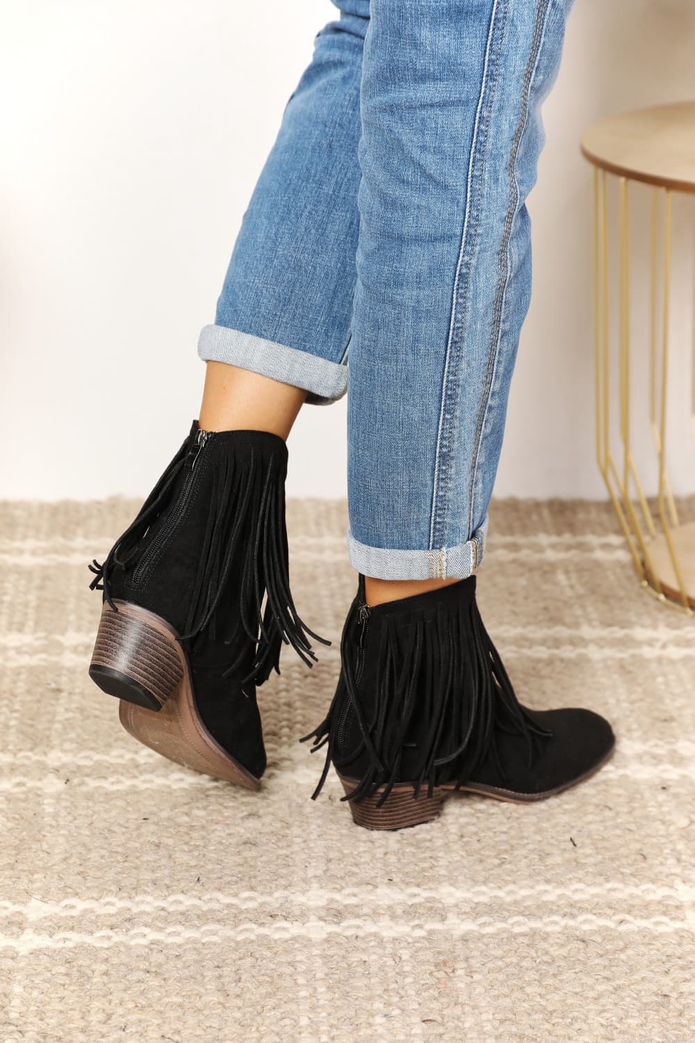 Brianna Fringe Cowboy Western Ankle Boots