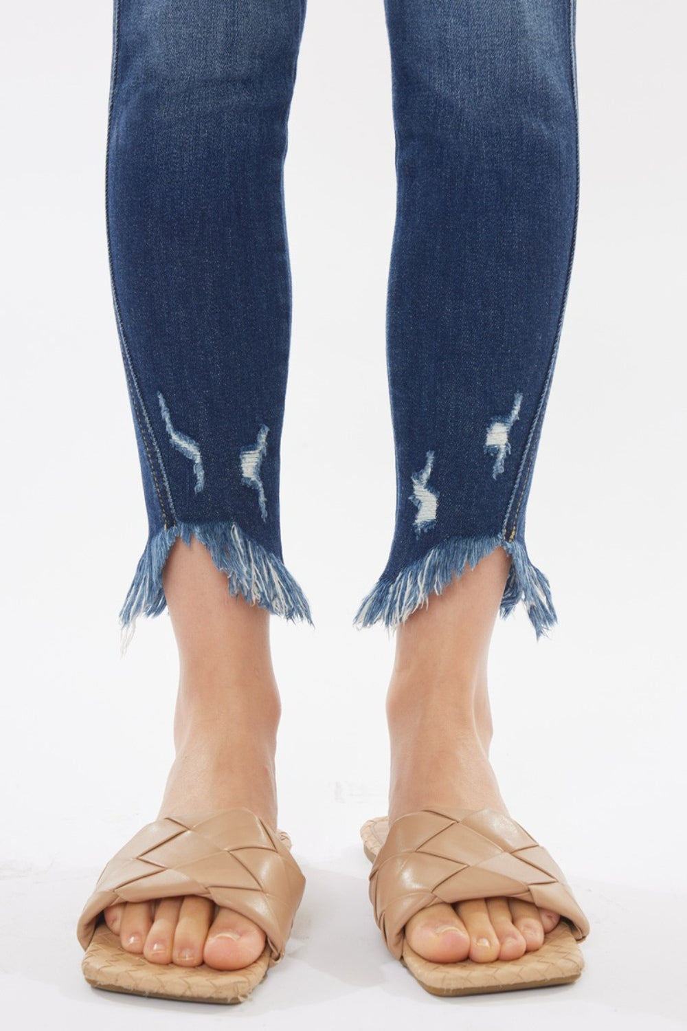 Jolene High Rise Frayed Hem Cropped Skinny Jeans