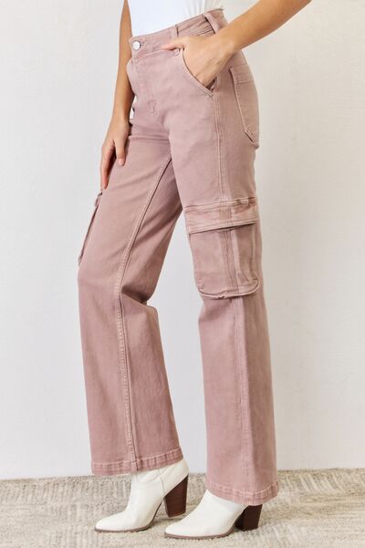 RISEN Crystal High Rise Cargo Wide Leg Jeans