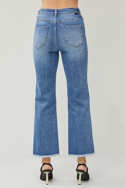 Carmen High Rise Raw Hem Slit Straight Jeans