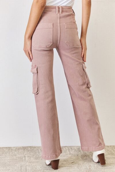 RISEN Crystal High Rise Cargo Wide Leg Jeans