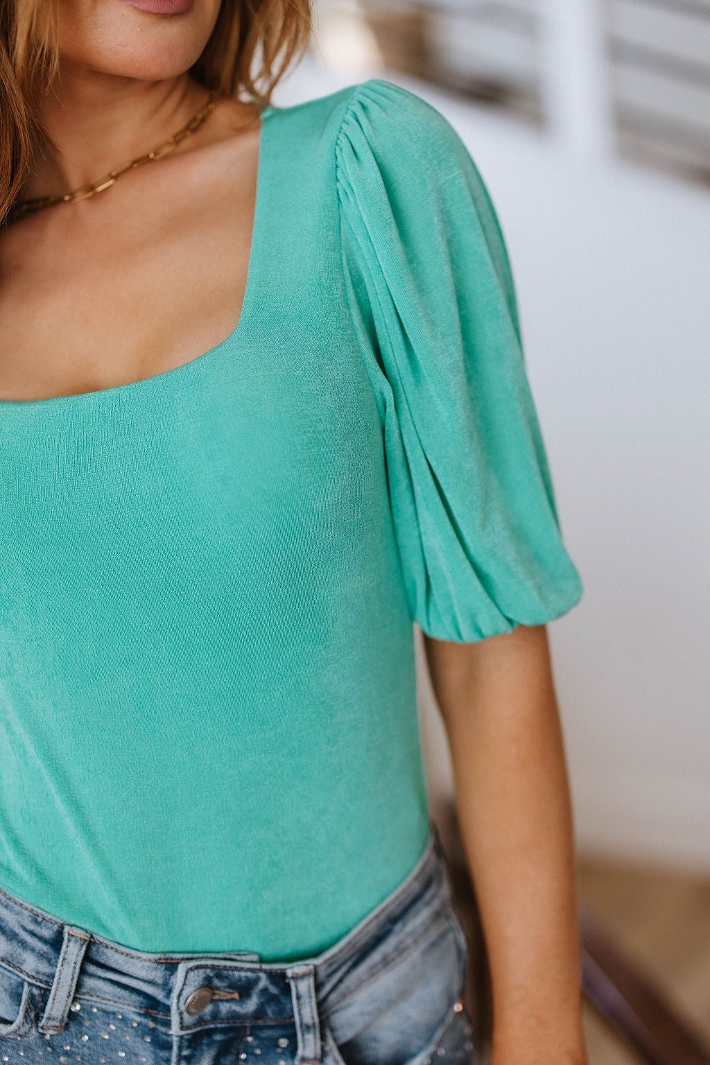 A Total Vision Square Neck Bodysuit in Mint - Driftwood Boutique