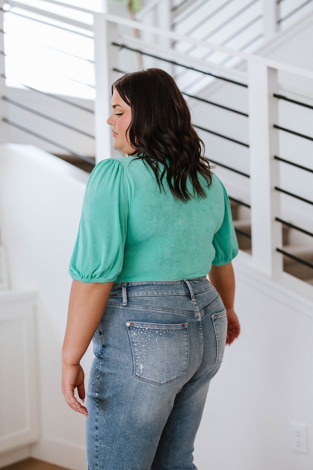 A Total Vision Square Neck Bodysuit in Mint - Driftwood Boutique