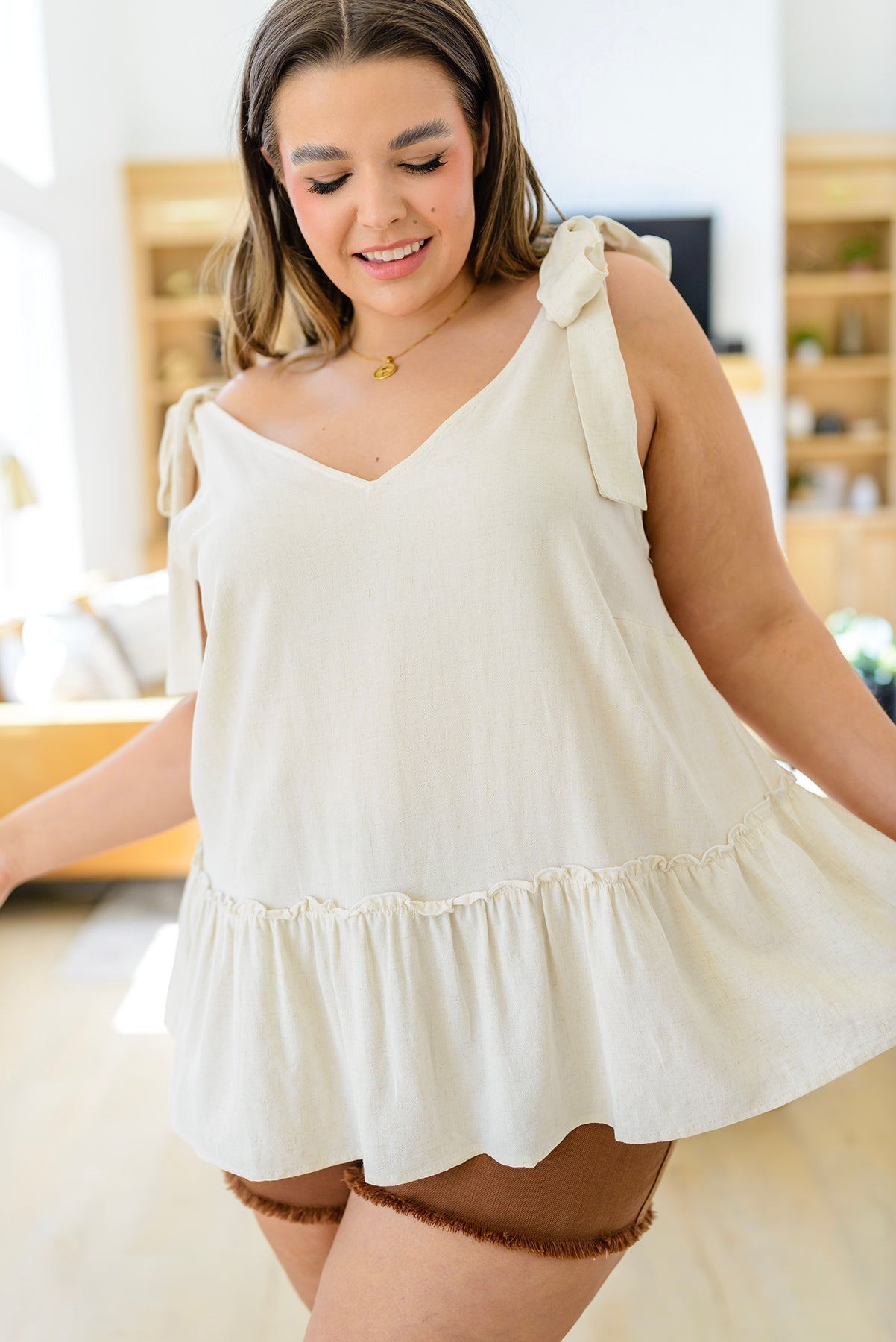 All Tied Up Peplum Tank - Driftwood Boutique