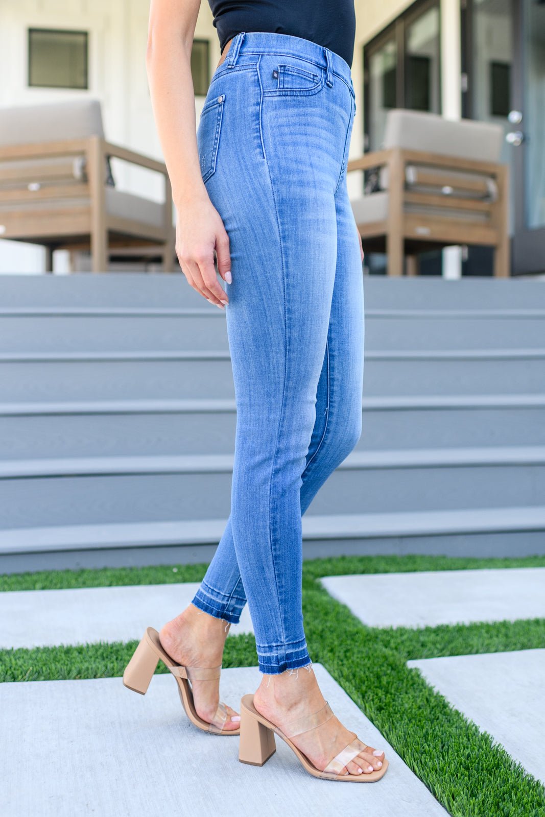 Amanda High Rise Pull on Release Hem Skinny Jeans - Driftwood Boutique
