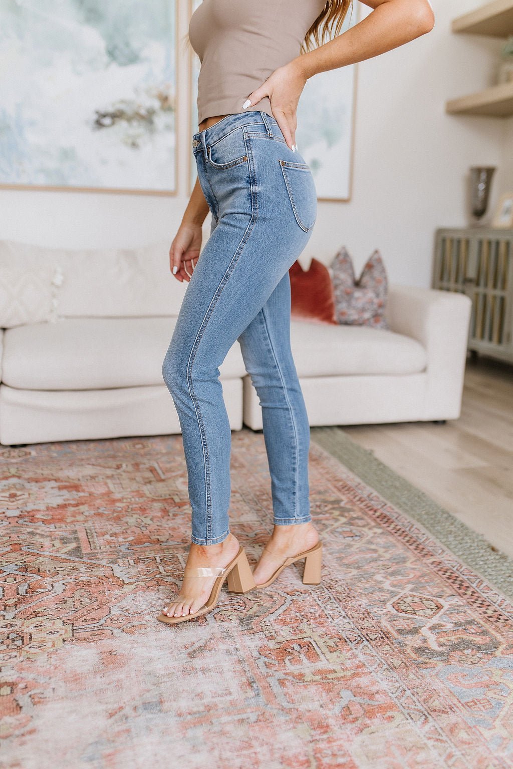 Betsy High Rise Control Top Shield Pocket Skinny Jeans - Driftwood Boutique