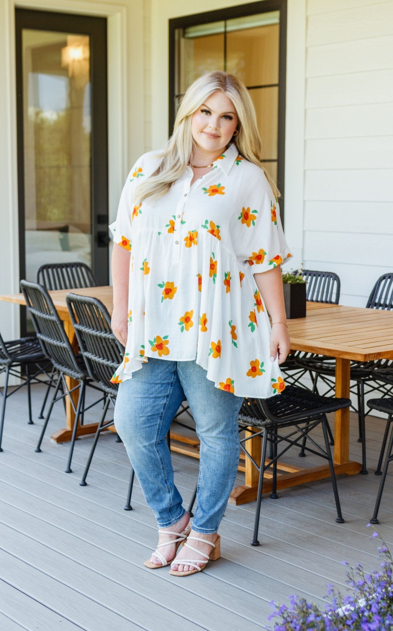 Blissed Out Button Up Babydoll Tunic - Driftwood Boutique