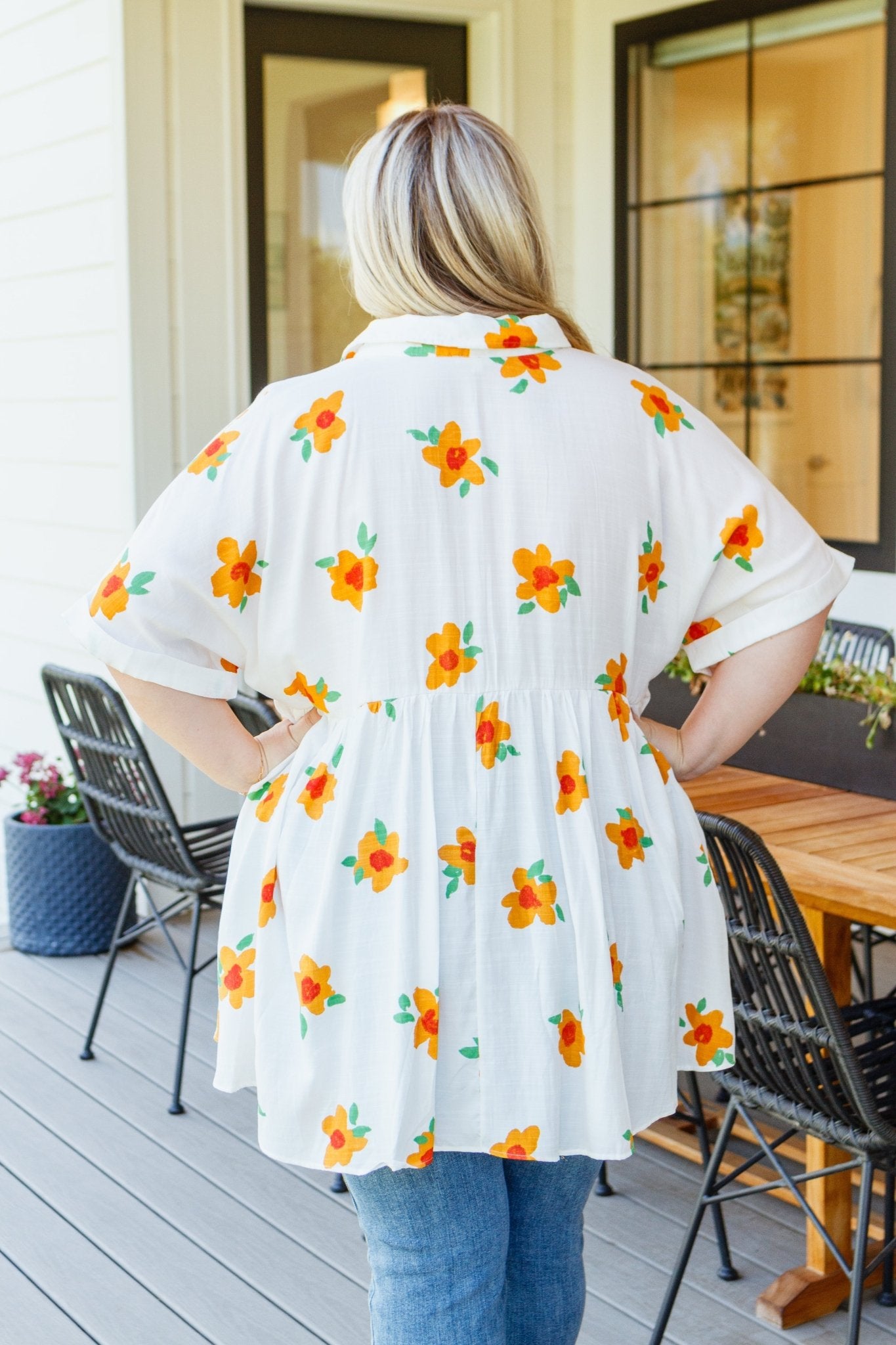 Blissed Out Button Up Babydoll Tunic - Driftwood Boutique