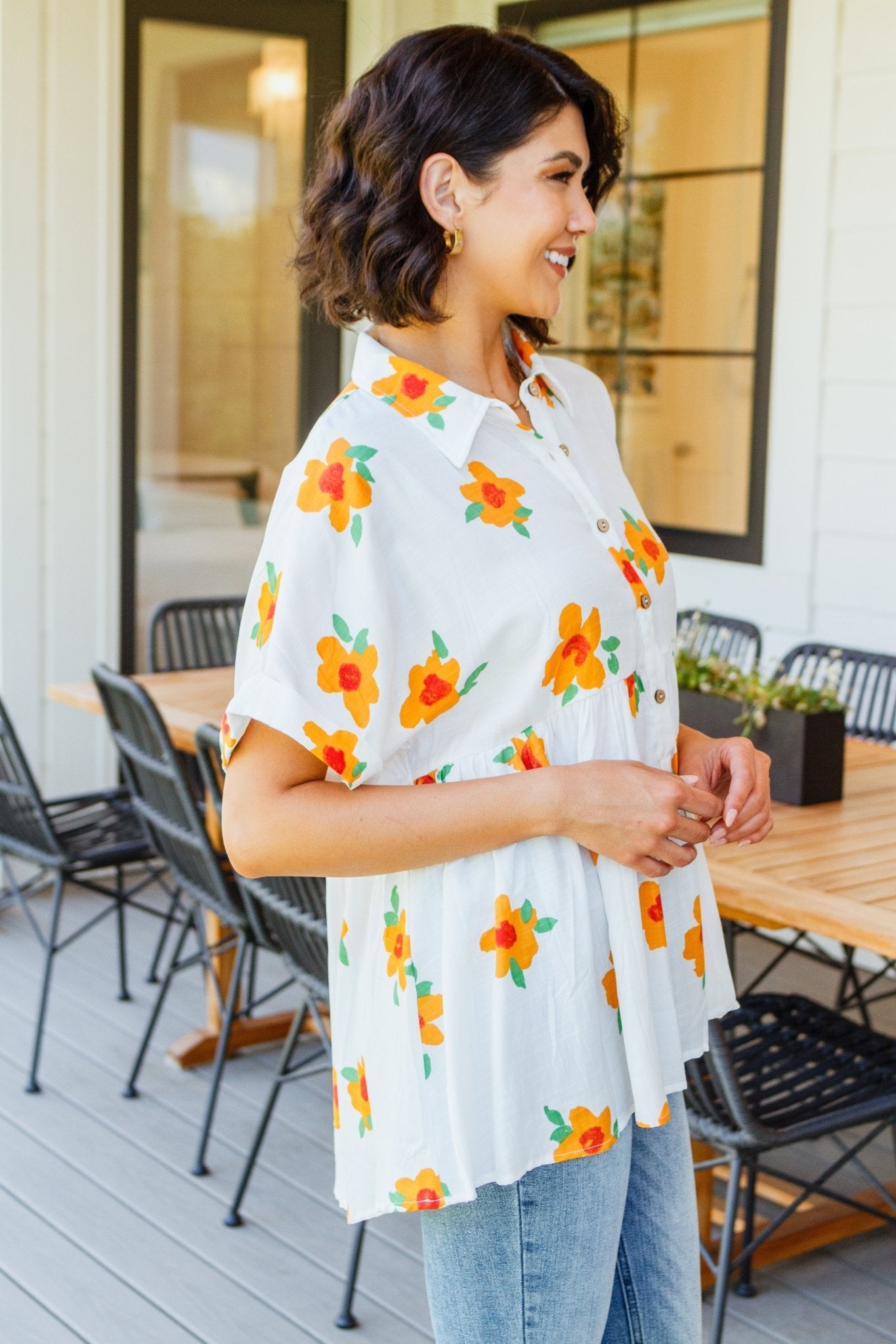 Blissed Out Button Up Babydoll Tunic - Driftwood Boutique