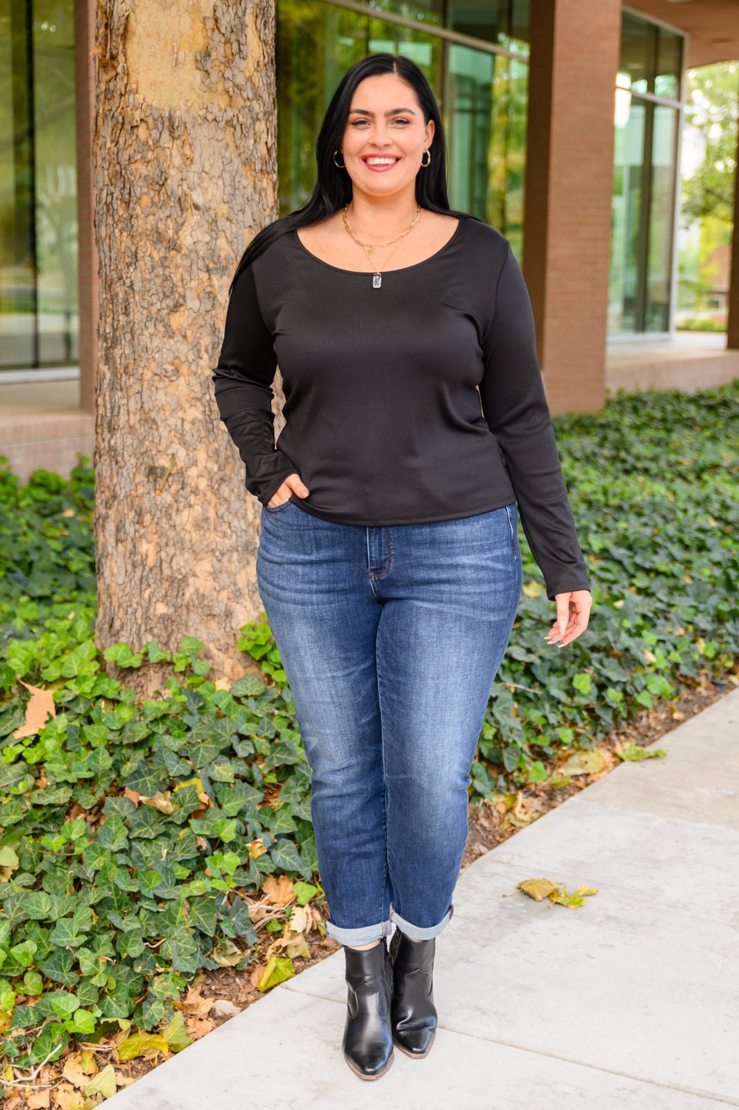 Can You Believe It Basic Long Sleeve Top In Black - Driftwood Boutique