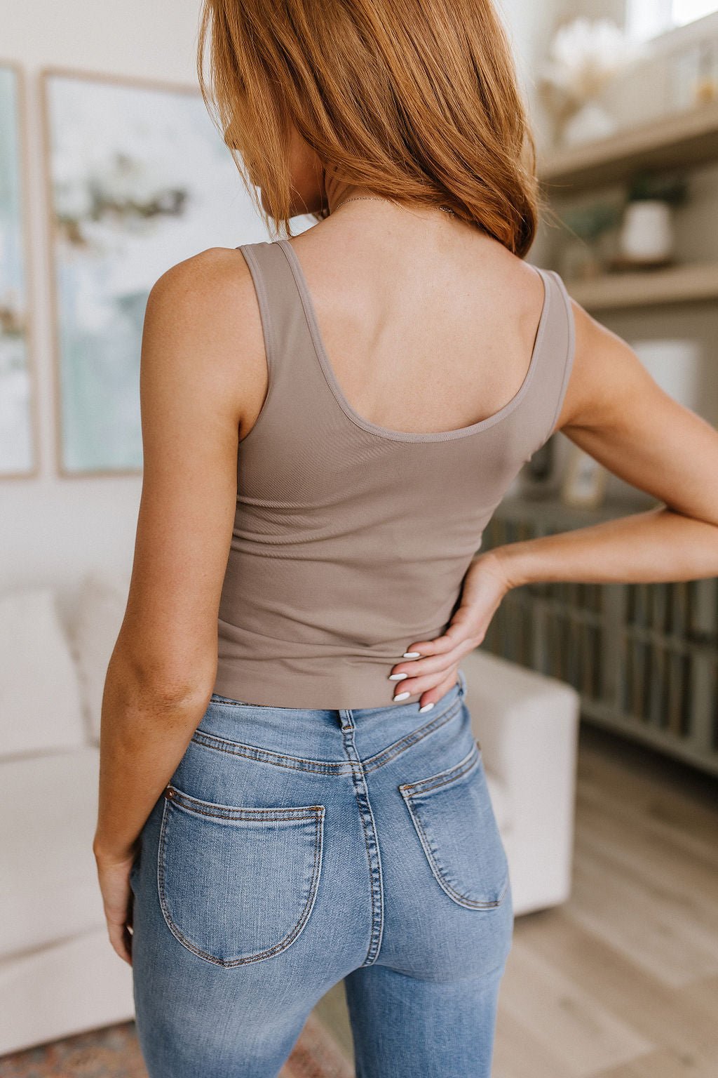 Carefree Seamless Reversible Tank in Light Mocha - Driftwood Boutique