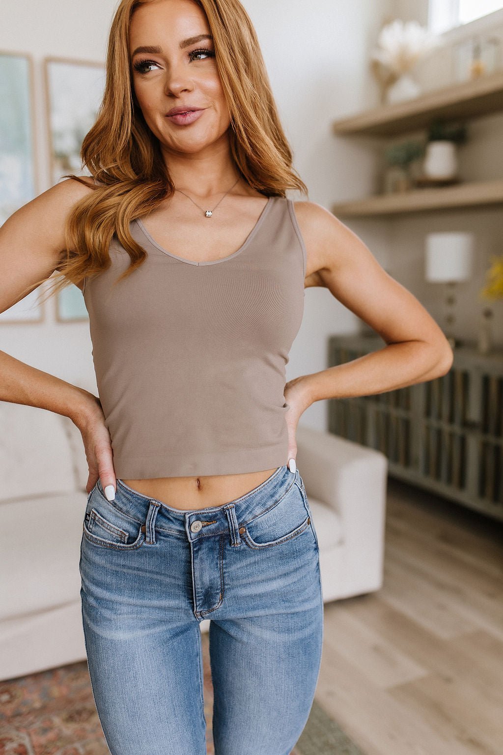 Carefree Seamless Reversible Tank in Light Mocha - Driftwood Boutique