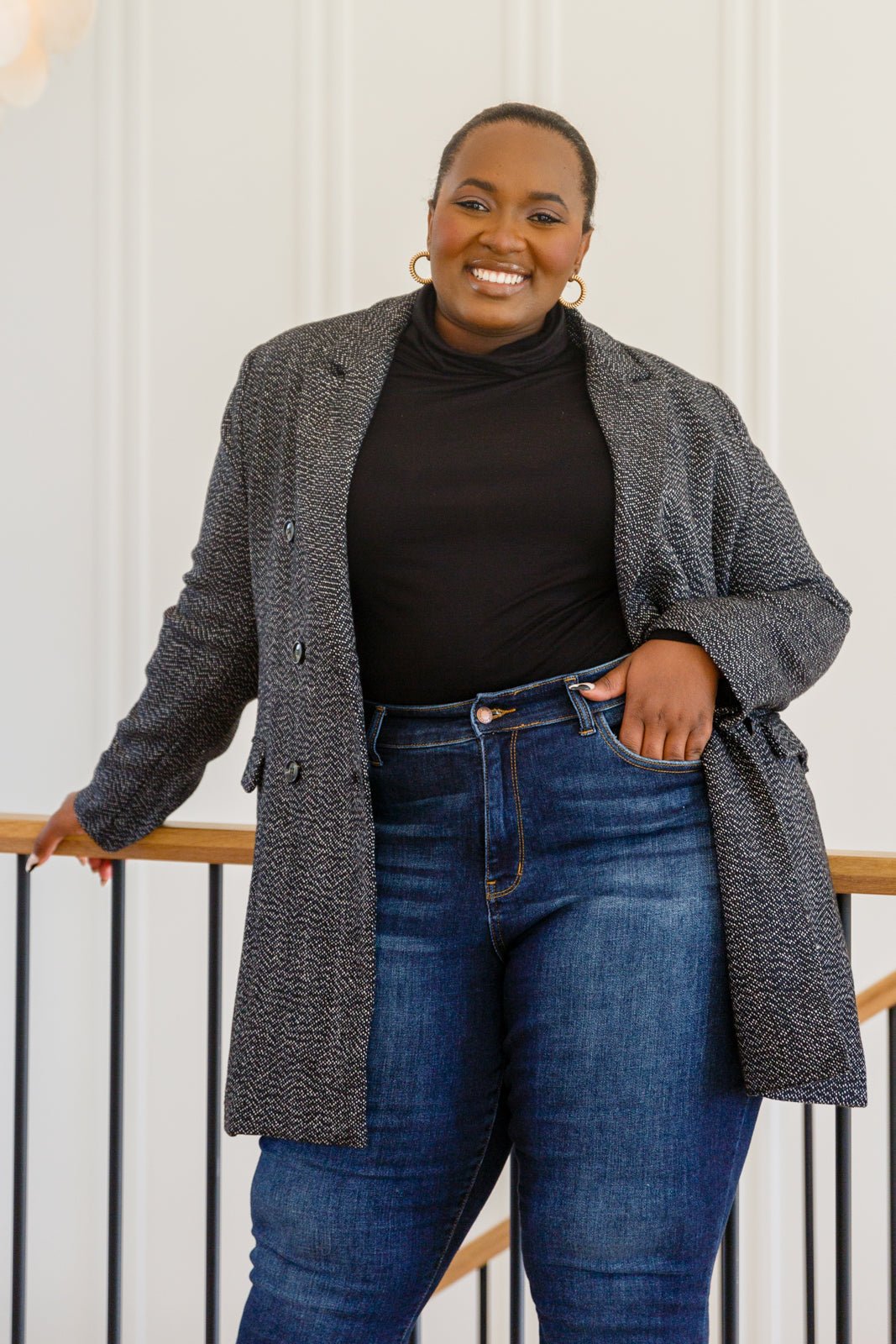 Chic Upon Arrival Button Down Blazer Jacket In Black - Driftwood Boutique