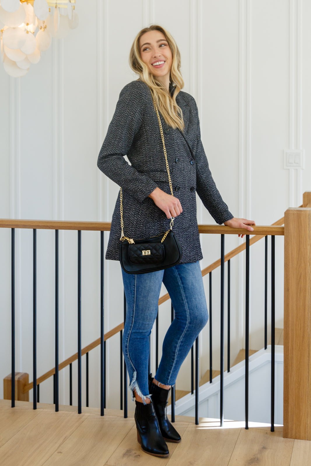 Chic Upon Arrival Button Down Blazer Jacket In Black - Driftwood Boutique