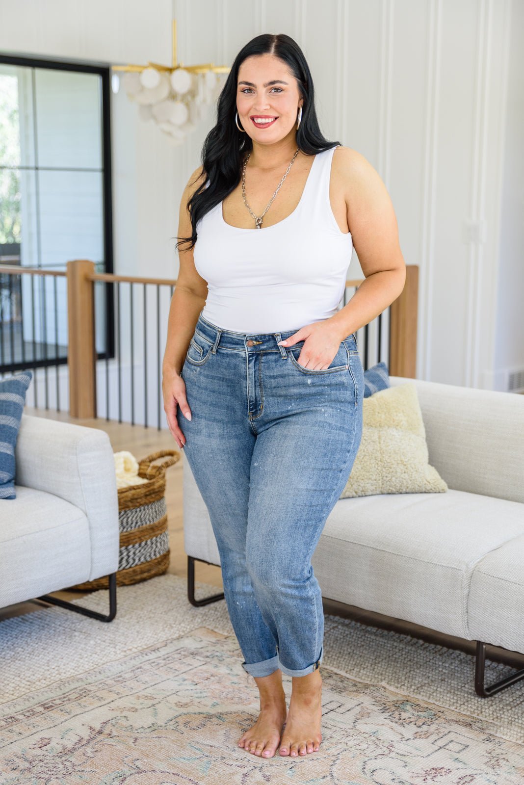 Corey Hi Rise Bleach Splash Boyfriend Jeans - Driftwood Boutique