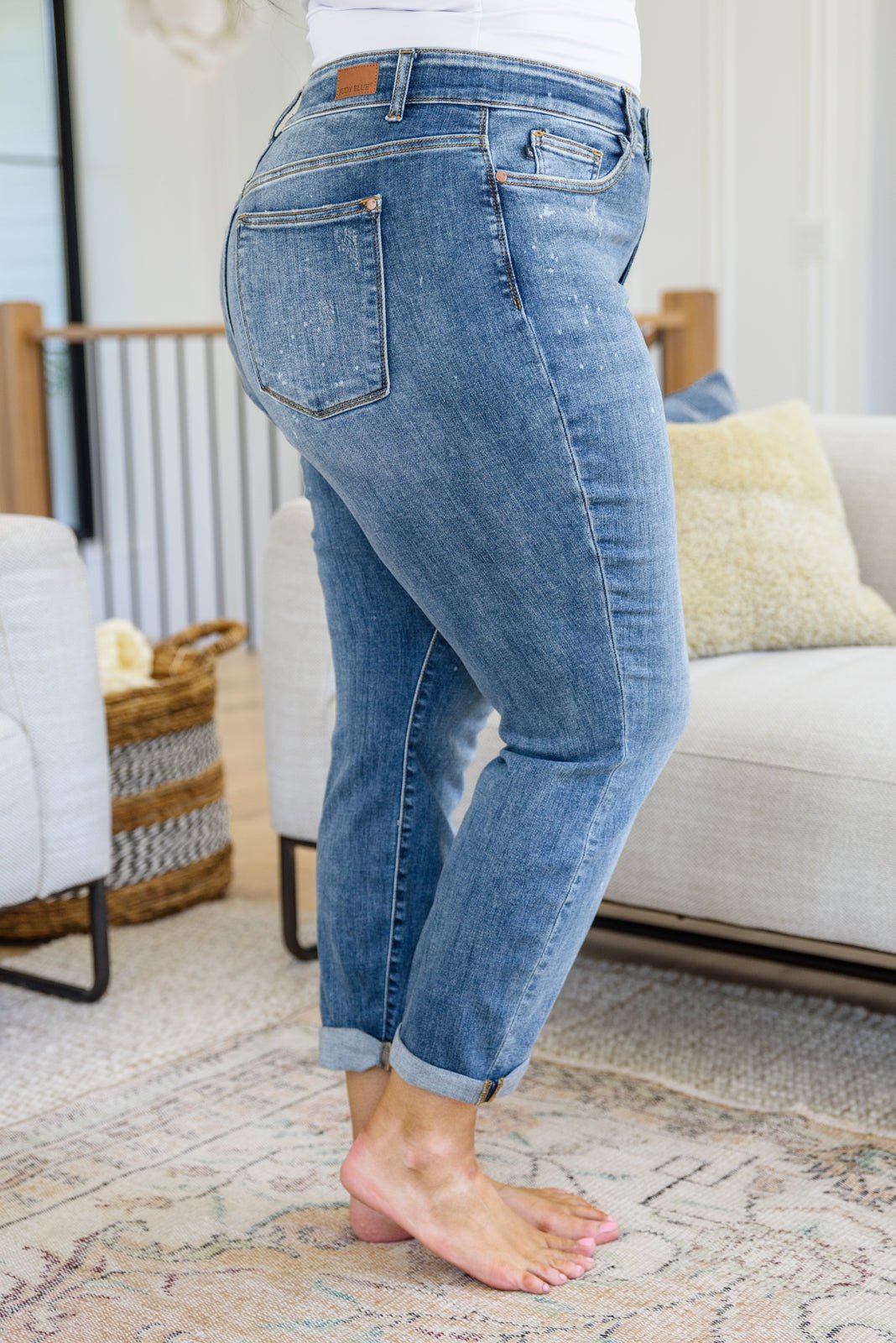 Corey Hi Rise Bleach Splash Boyfriend Jeans - Driftwood Boutique