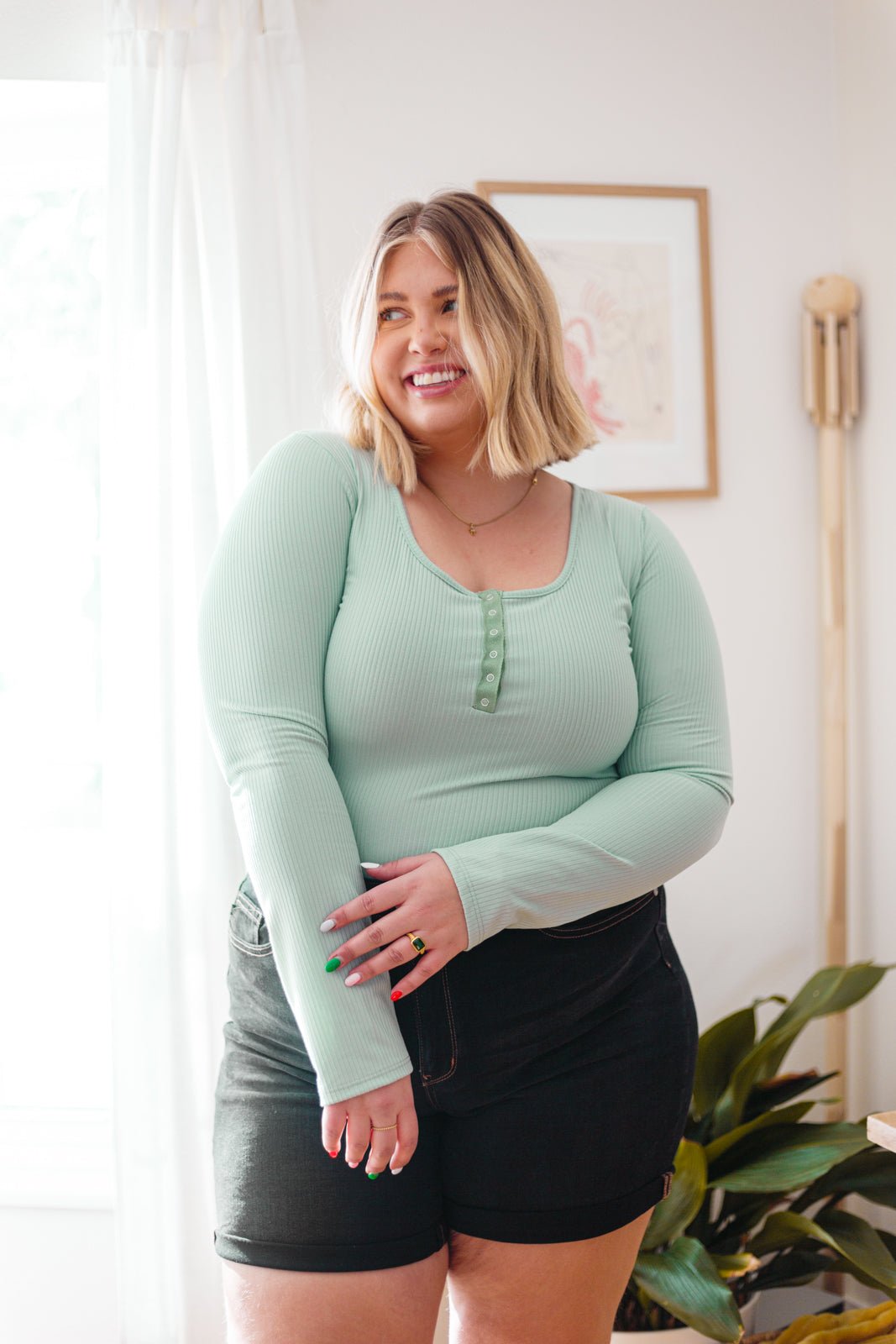 Count On Me Ribbed Bodysuit in Sage - Driftwood Boutique