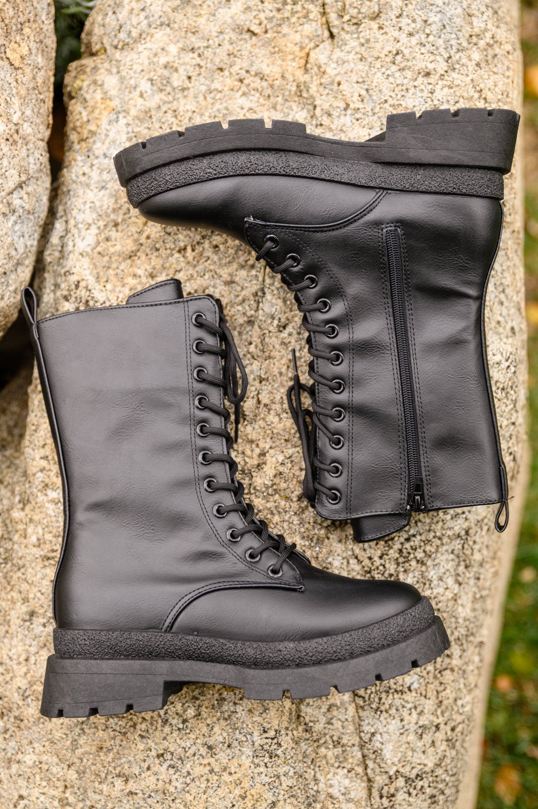 Fresh Feels Combat Boots In Black - Driftwood Boutique