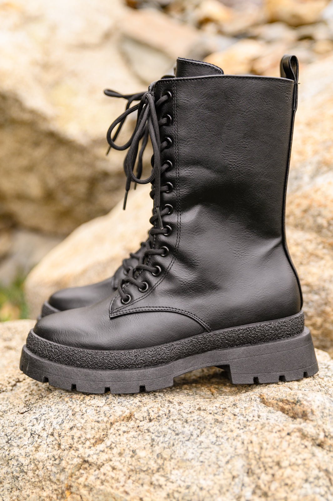 Fresh Feels Combat Boots In Black - Driftwood Boutique