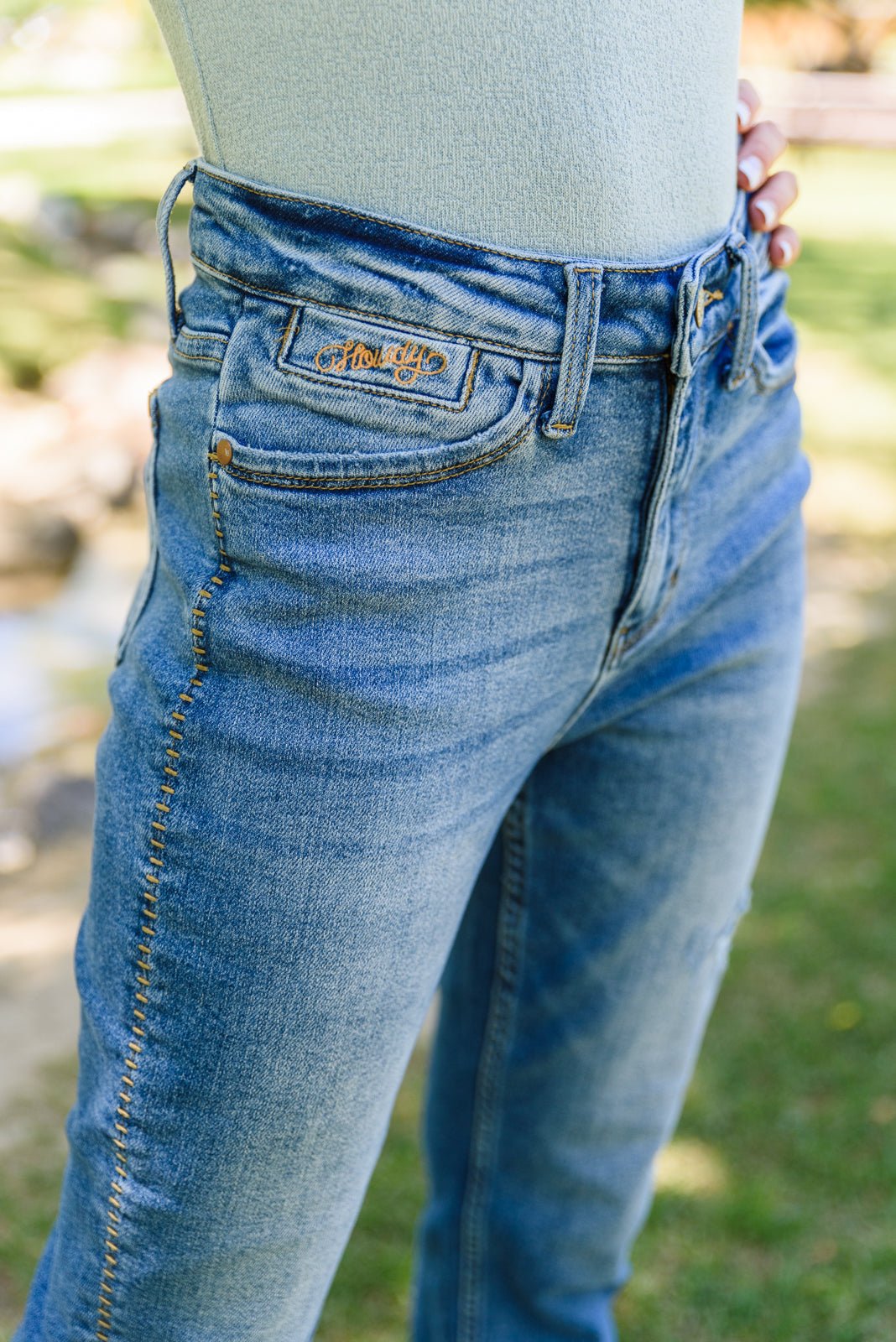 Howdy Embroidery Boyfriend Jeans - Driftwood Boutique