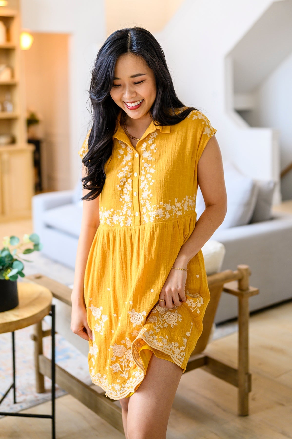 Marigold Embroidered Dress - Driftwood Boutique