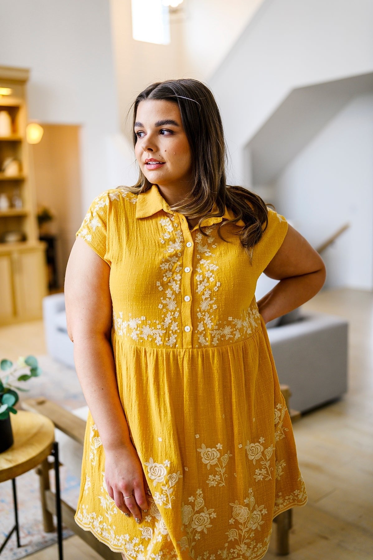 Marigold Embroidered Dress - Driftwood Boutique