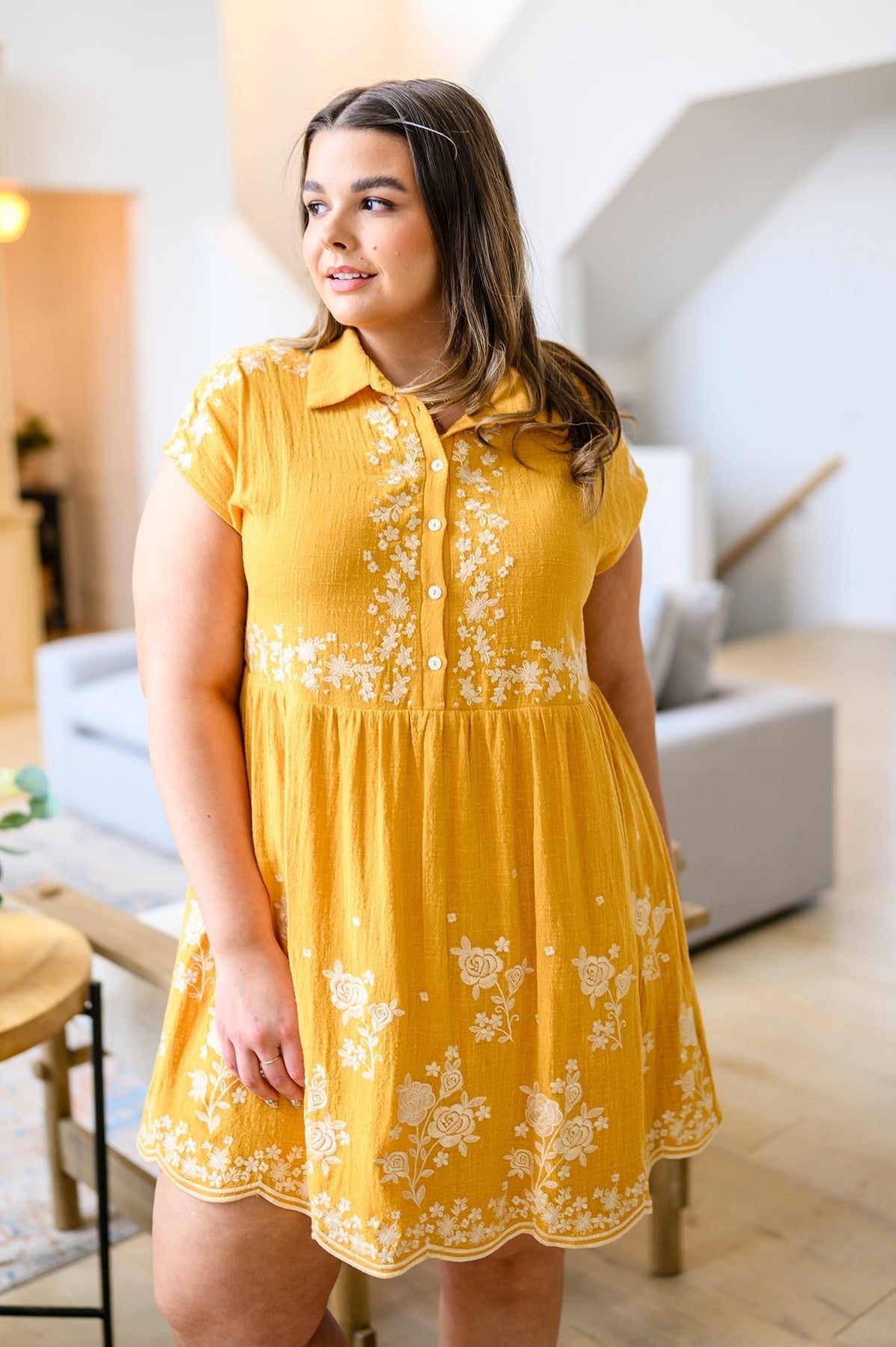 Marigold Embroidered Dress - Driftwood Boutique