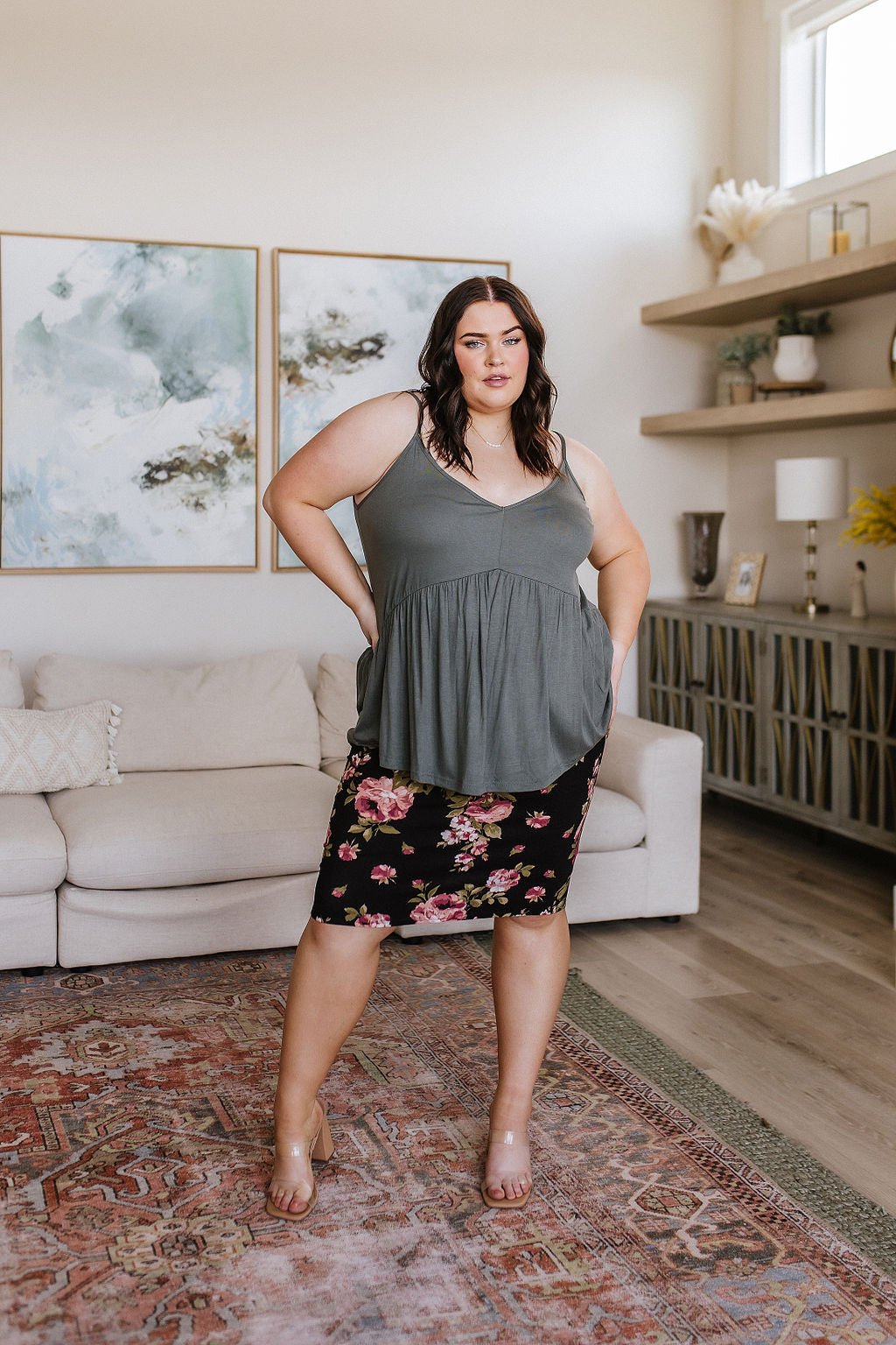 Never Not Loving V-Neck Cami in Gray Green - Driftwood Boutique