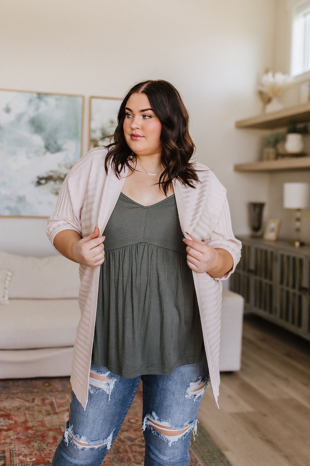 Never Not Loving V-Neck Cami in Gray Green - Driftwood Boutique