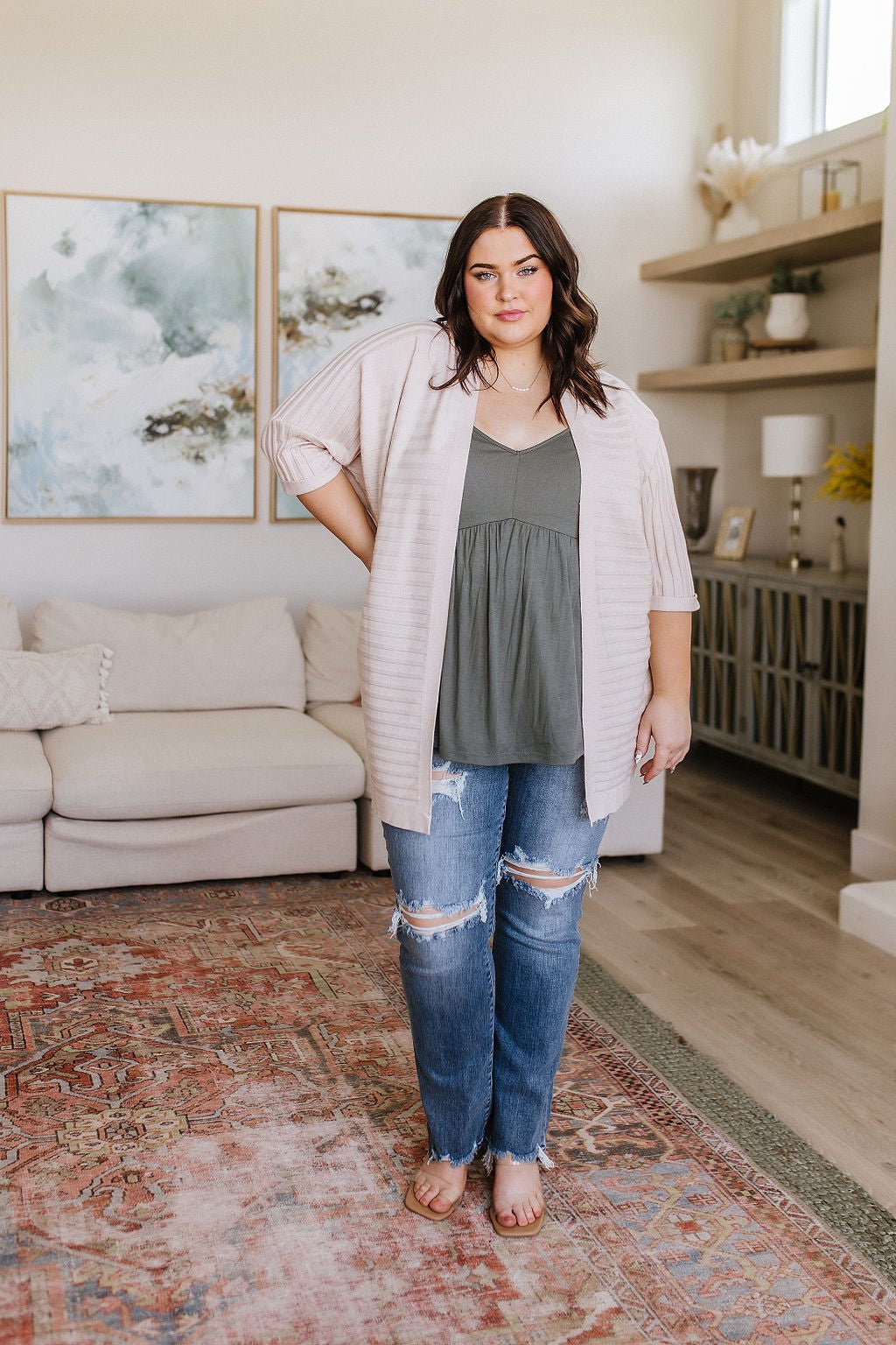 Never Not Loving V-Neck Cami in Gray Green - Driftwood Boutique