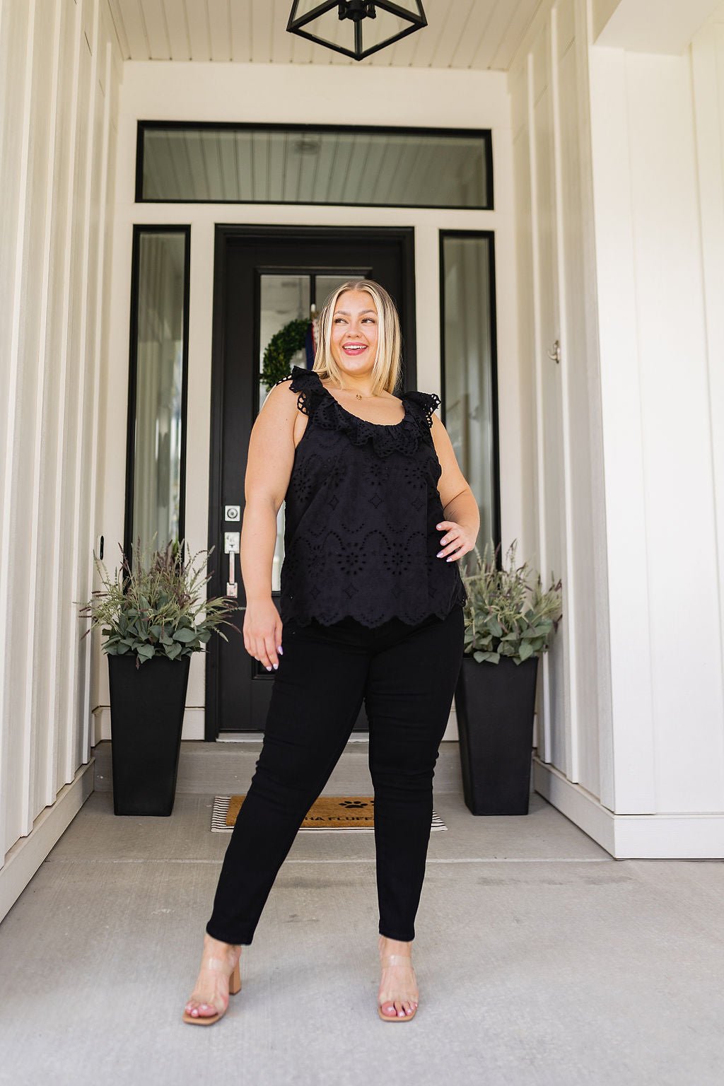 Parisian Stroll Lace Blouse in Black - Driftwood Boutique