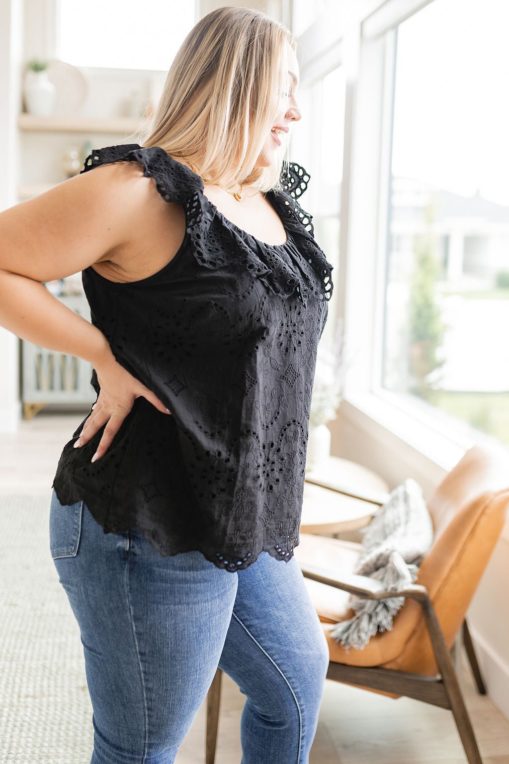 Parisian Stroll Lace Blouse in Black - Driftwood Boutique
