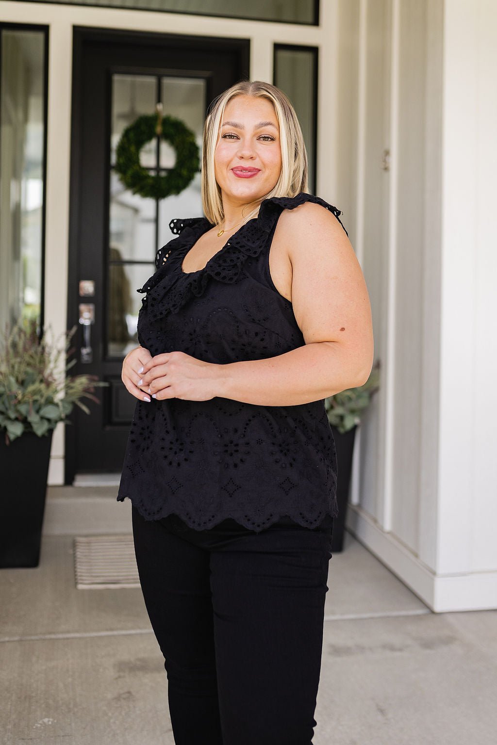 Parisian Stroll Lace Blouse in Black - Driftwood Boutique