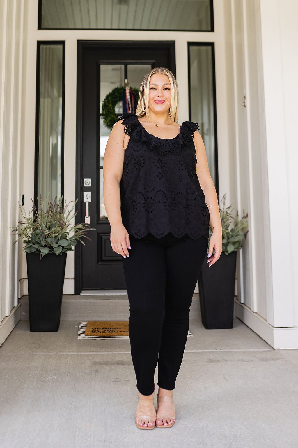 Parisian Stroll Lace Blouse in Black - Driftwood Boutique
