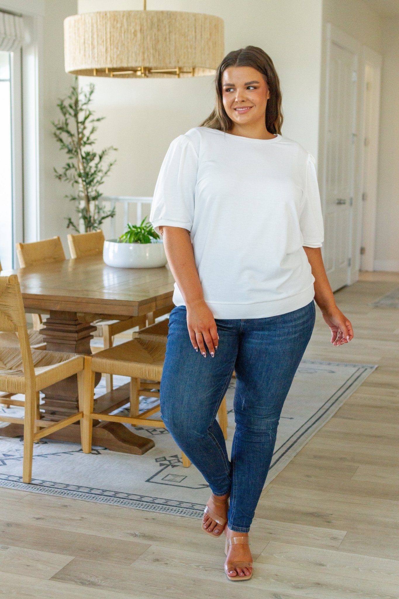 Pristine Puff Sleeve Top in White - Driftwood Boutique