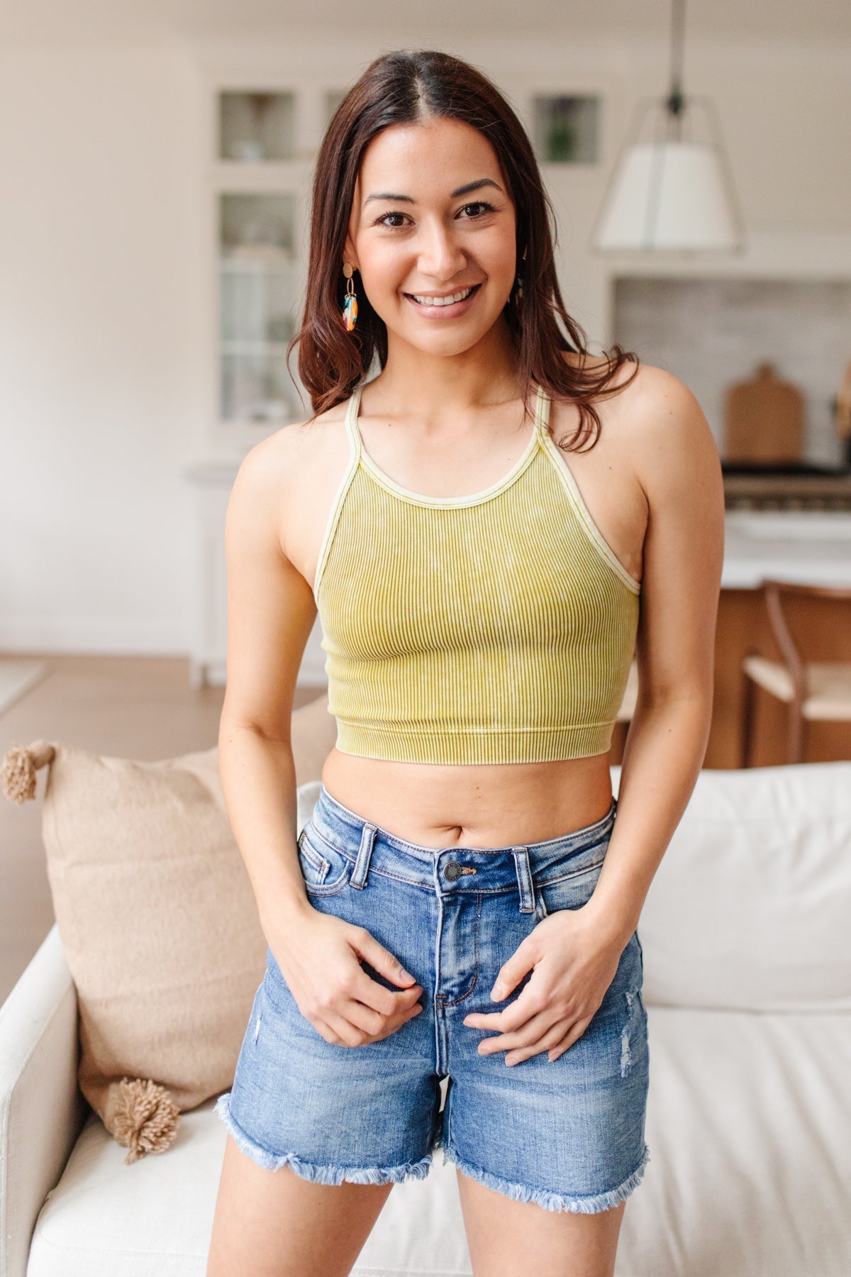 Rendezvous Crop Tank In Mustard - Driftwood Boutique