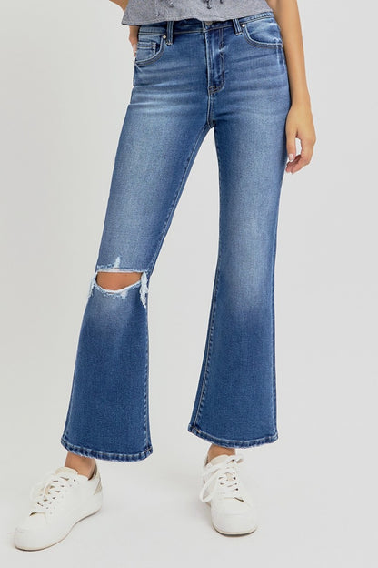 Bethany High Rise Distressed Crop Flare Jeans