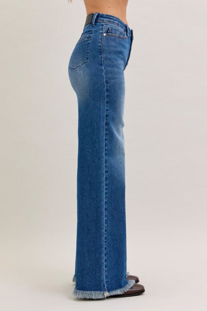 Karla High Waist Column Straight Button-Fly & Back Welt Pockets