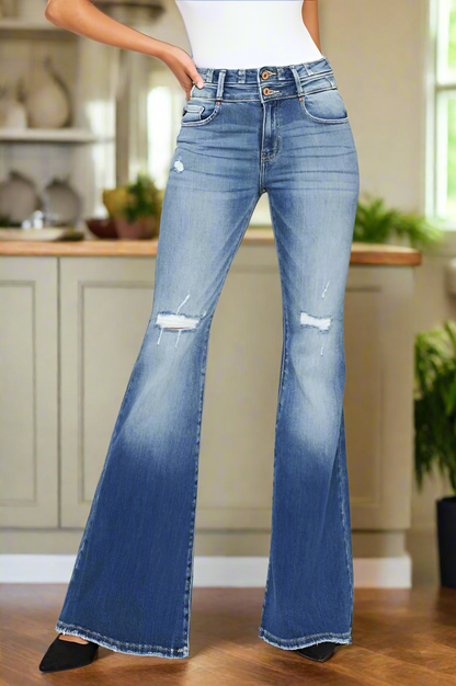 Parker High Rise Double Button Super Flare Jeans