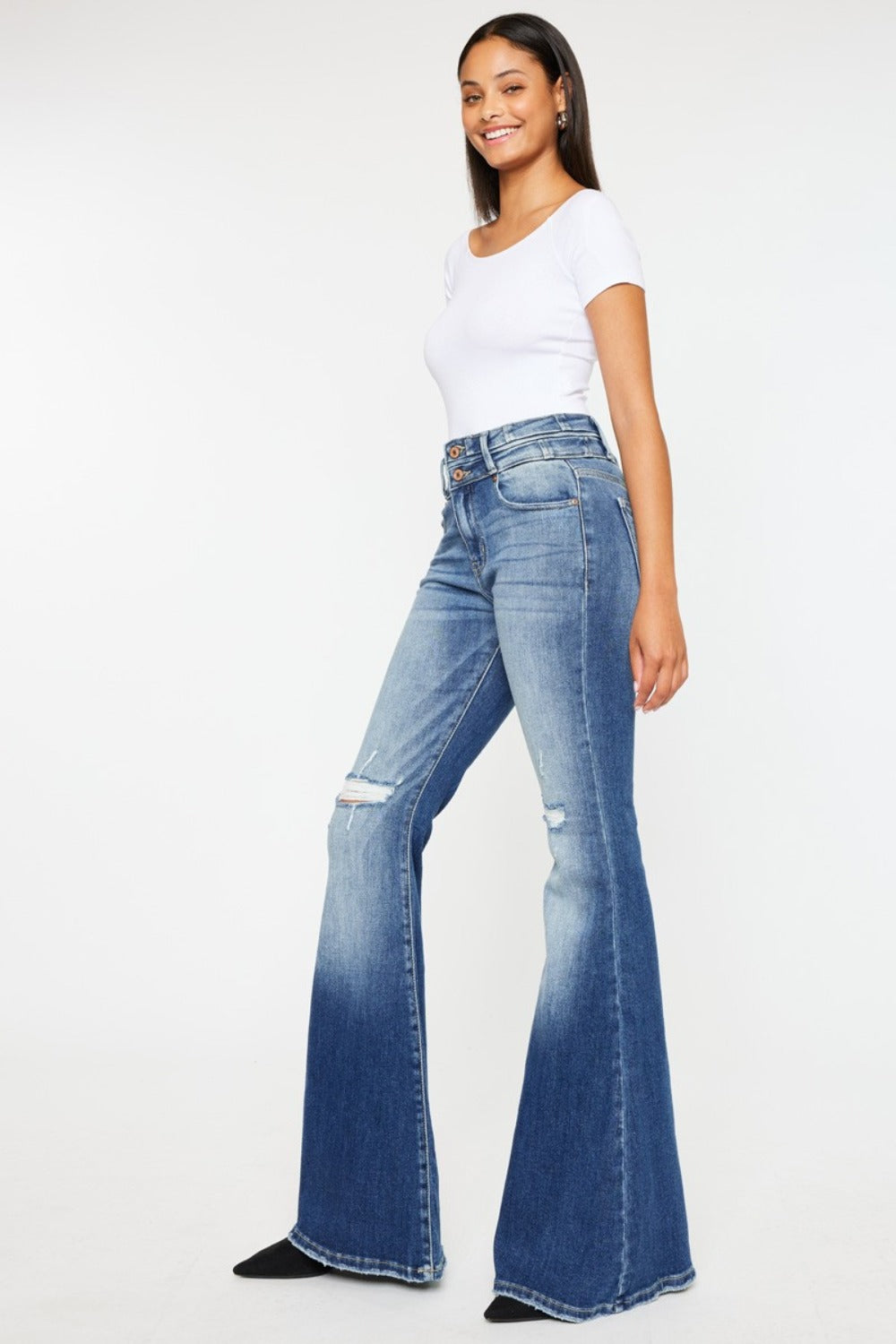 Parker High Rise Double Button Super Flare Jeans