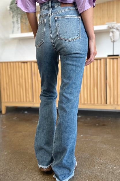 Brynn High Rise Frayed Hem Bootcut Jeans