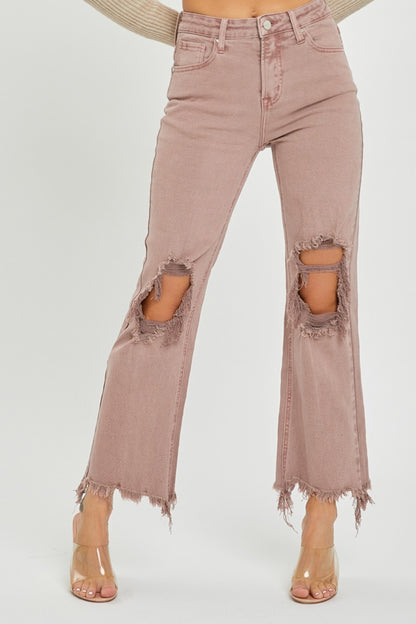 Phoebe High Rise Distressed Cropped Bootcut Jeans