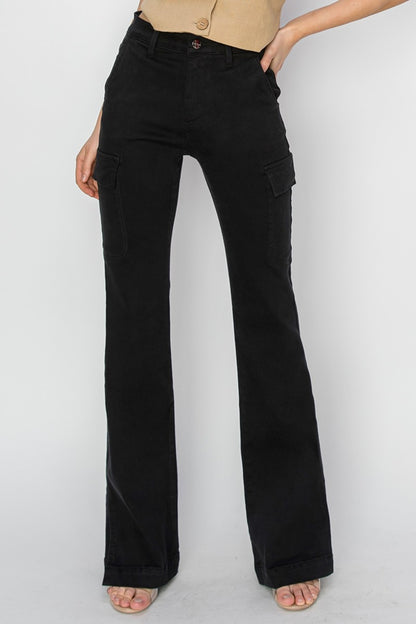 Daria High Rise Side Slit Cargo Bootcut Jeans