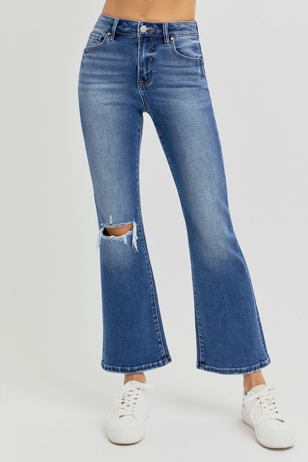 Bethany High Rise Distressed Crop Flare Jeans