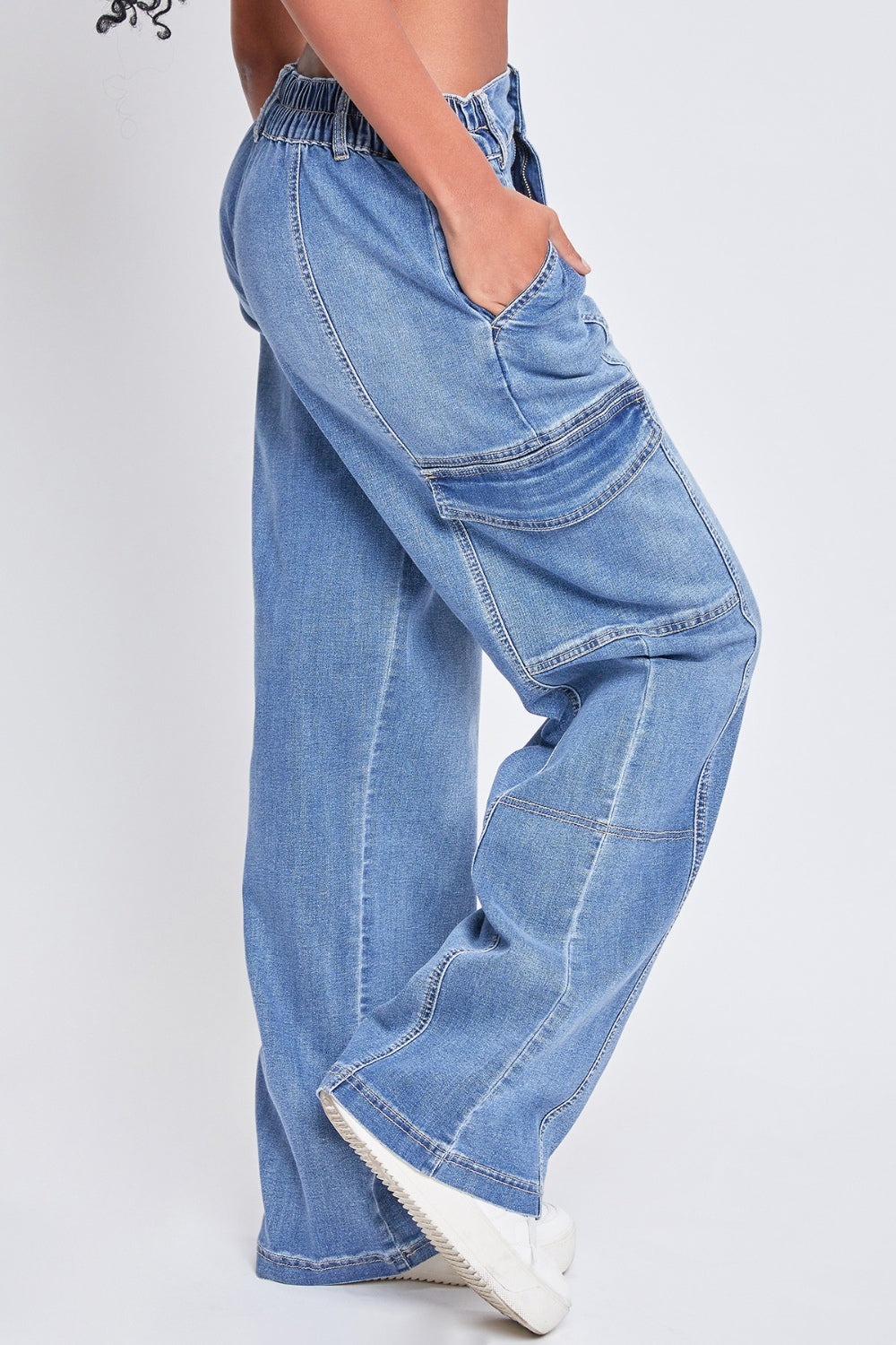 Junior High Rise Straight Leg Cargo Jeans