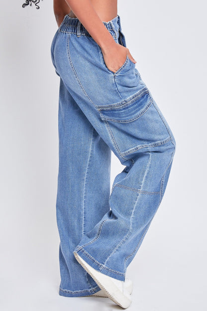 Junior High Rise Straight Leg Cargo Jeans