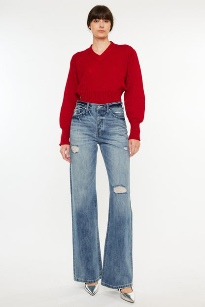 Lena High Rise Distressed Bootcut Jeans