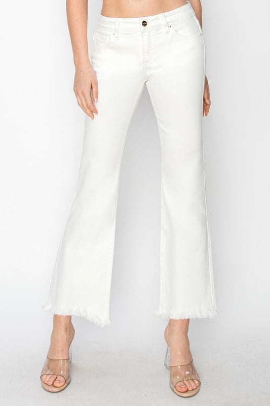 Jamie Tummy Control Raw Hem Crop Flare Jeans