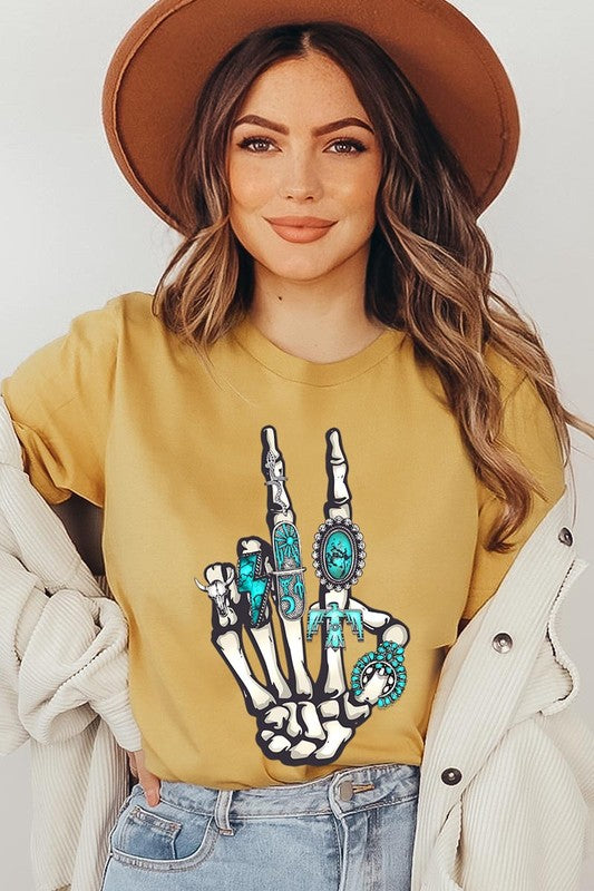 Peace Out Concho Rings Western Graphic Tee